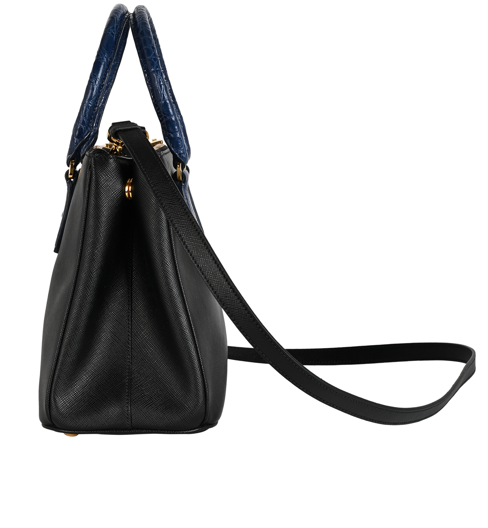 Medium Galleria, &pound;1,200, Handbags, Black/Blue, Leather, Bottom view